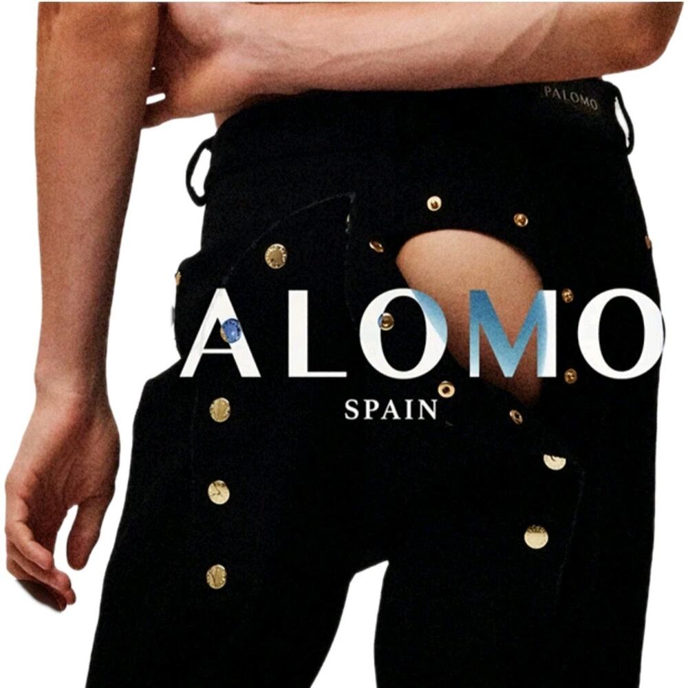 Paloma Spain Assair Back Button Flare Black Denim Jeans Size XL